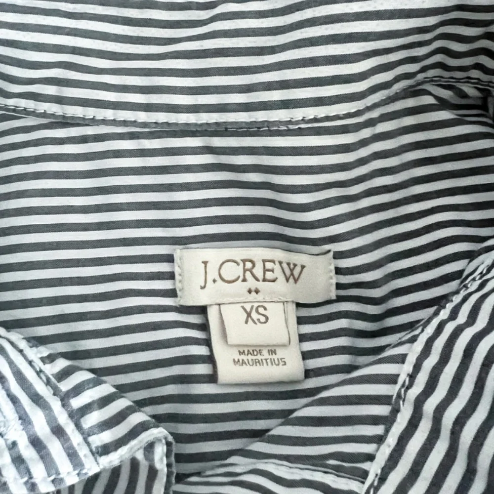 J Crew Black and White Stripe Tunic Roll Tab Long Sleeve Size XS